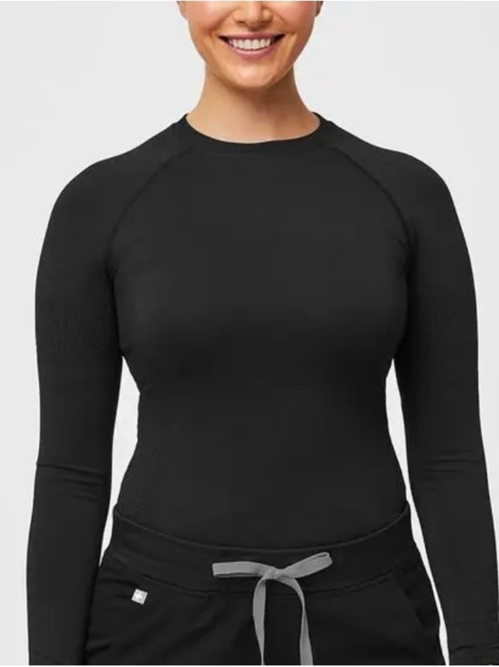 FIGS Black Salta Seamless Long-Sleeve Underscrub